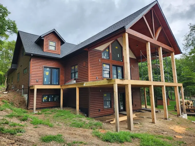 Custom lake home under construction